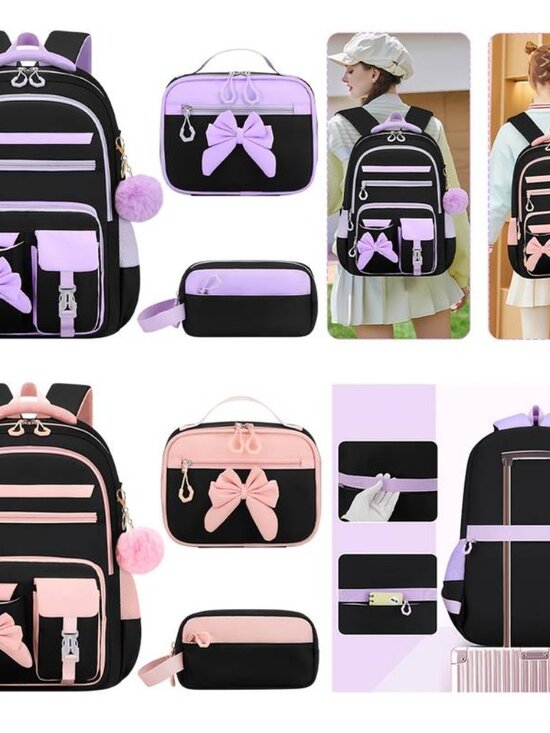 Set of 3 Bow Campus Backpacks Handbags Laptop Backpack main image 4